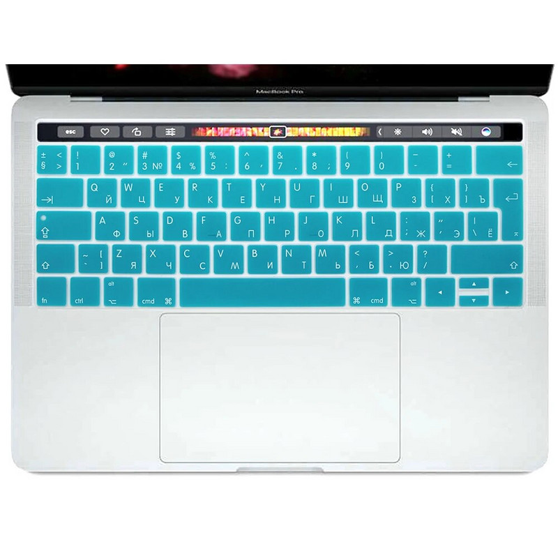 Husă din silicon pentru tastatură cu eliberare a pielii 2016/2017/2018 pentru Macbook Pro 13"A1706 Pro 15"A1707 A1989 A1990 Touch Bar Euro Marea Britanie Rusă