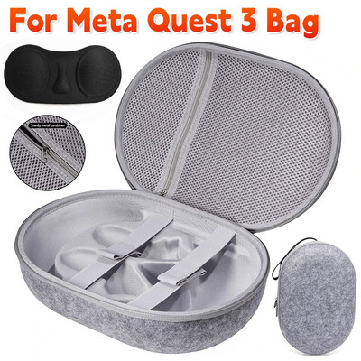За Meta Quest 3 Калъф от филц Чанта Удароустойчив VR капак за обектив Преносима чанта за съхранение Мрежеста джобна преграда за Meta Quest 3