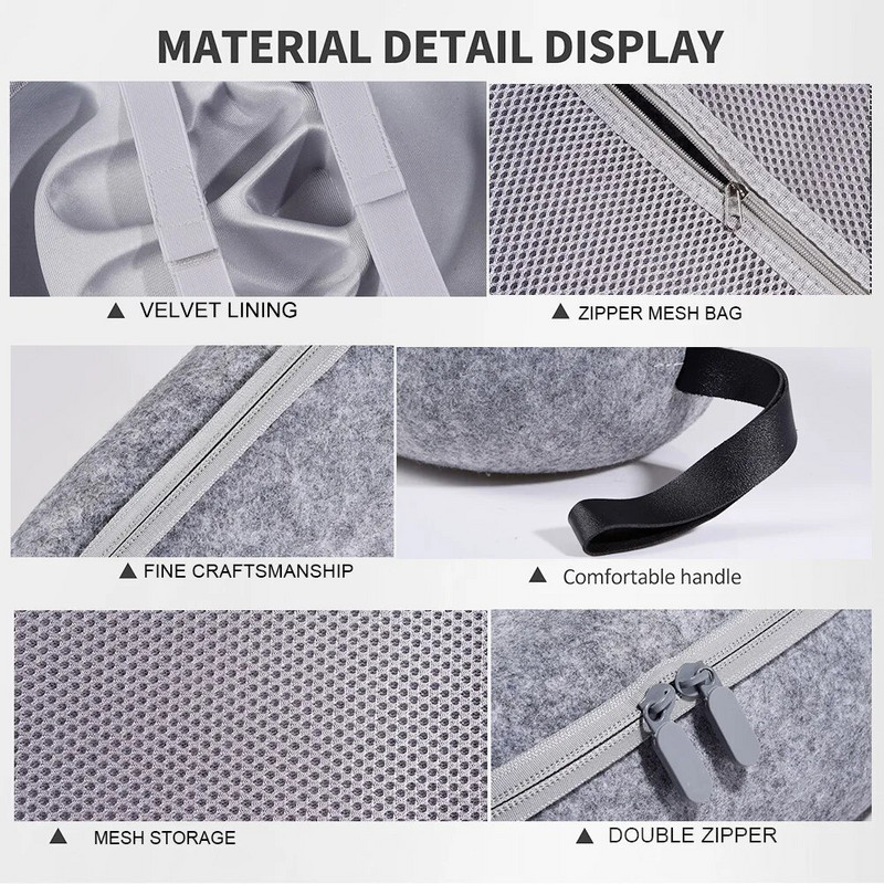 Za Meta Quest 3 Torba za nošenje od filca Otporna na udarce VR Poklopac za objektiv Prijenosna torba za pohranu Mrežasta džepna pregrada za Meta Quest 3