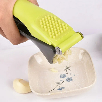 Преса за чесън от неръждаема стомана Многофункционална ръчна мелница за джинджифил Чесън за домашно готвене Зеленчуци Изцеждаща машина Инструменти