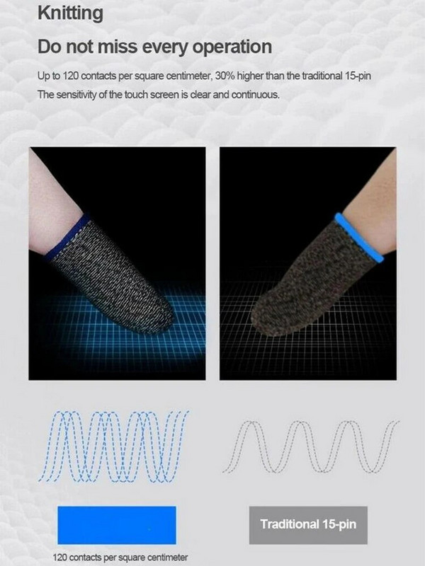 1 pereche de mâneci super subțiri pentru degete pentru jocuri Respirabile vârfuri de degete pentru jocuri mobile Pubg Manșoane pentru degete cu ecran tactil pentru jocuri