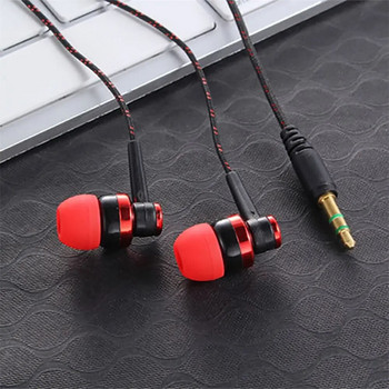 1 бр. 35 мм универсална кабелна стерео слушалка за поставяне в ушите Найлонова тъкан кабел за слушалки Слушалки с микрофон за смартфон лаптоп