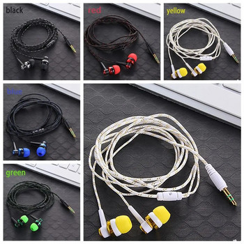 1 бр. 35 мм универсална кабелна стерео слушалка за поставяне в ушите Найлонова тъкан кабел за слушалки Слушалки с микрофон за смартфон лаптоп