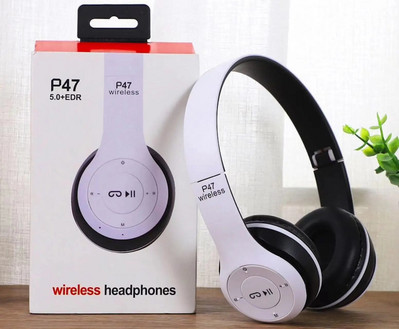 P47 belaidės „Bluetooth“ ausinės sulankstomos stereo ausinės „Super Bass“ triukšmo mažinimo mikrofonas nešiojamojo kompiuterio televizoriui