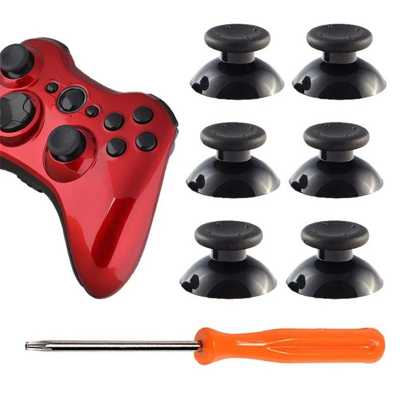 IVYUEEN 6 db Fekete Szürke 3D Analog Stick Joystick Xbox 360 Controller Thumbstick sapkák X box 360 analóg javító alkatrészekhez