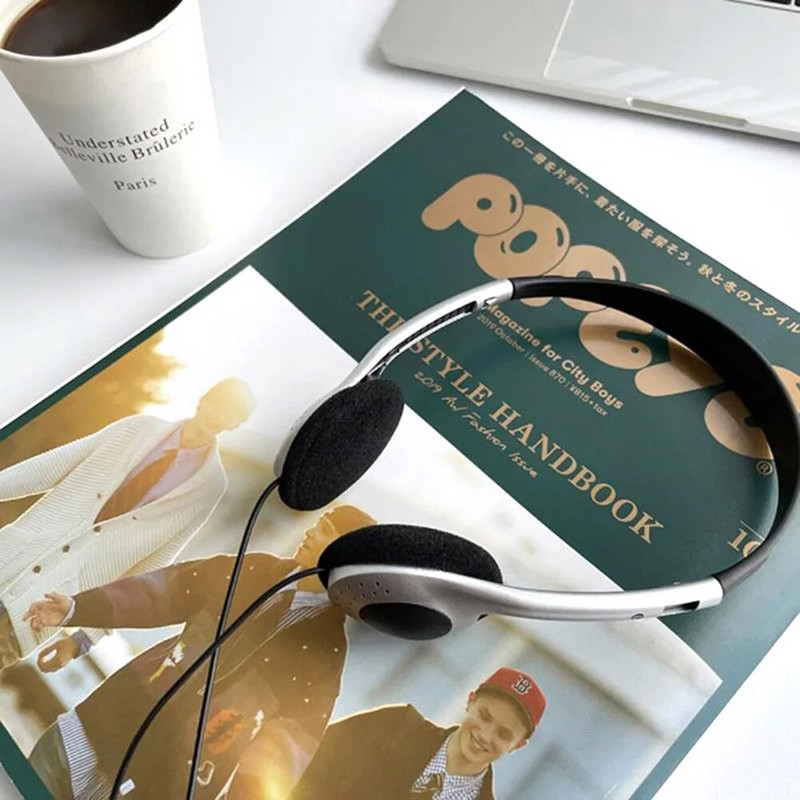 Headphones Personality Ρετρό Ακουστικά Μαύρο Ακουστικό Μόδας πάνω από το αυτί Ακουστικό 3,5mm Clear Headset Photo Props Personality