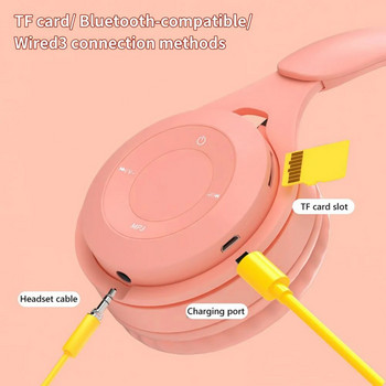 Macaron Headphones Παιδικά ασύρματα ακουστικά Bluetooth Stereo Headband Ακουστικά παιχνιδιών με Mic Gamer Girl Gift for Mobile Tablet