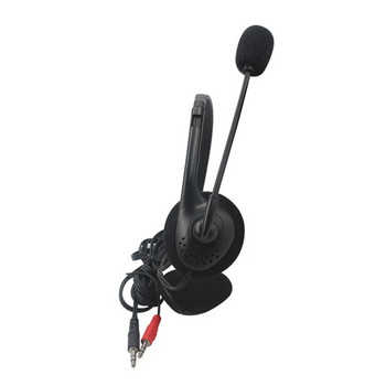 Слушалки с кабелна стерео слушалка 3,5 мм с микрофон, регулируема лента за глава, шумопотискане за компютър, лаптоп, настолен компютър