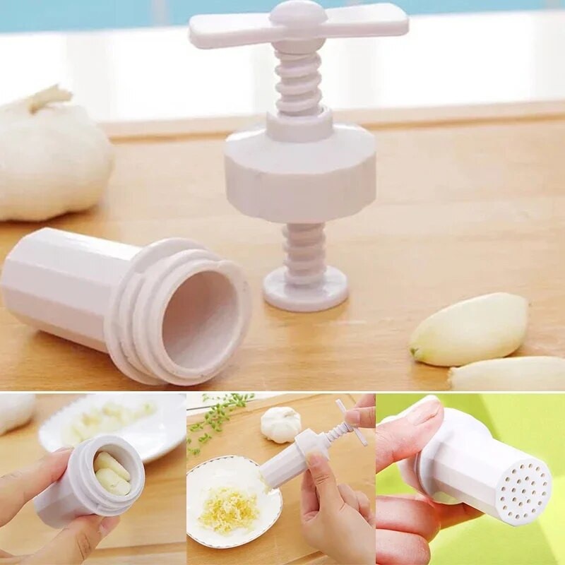 Plastikust küüslaugupressid Kruviga pigistatav koorija küüslaugupurusti valge käsitsi press Praktiline köögi küpsetustööriist Köögitarvikud