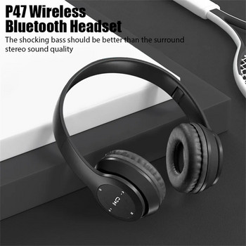 P47 Безжични слушалки Шумоподтискащи слушалки Слушалки за по-дълго възпроизвеждане за мобилен телефон Игри Компютър Лаптоп Спорт