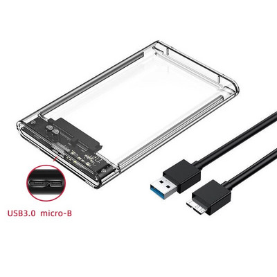 2,5 colio HDD SSD dėklas SATA į USB 3.0 / C tipo be įrankių skaidrus išorinio standžiojo disko korpuso palaikymas UASP SATA III nešiojamam kompiuteriui