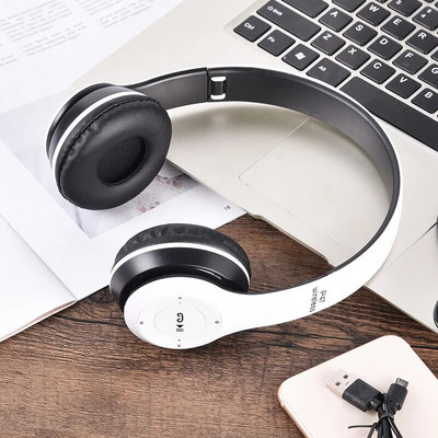 Belaidės „Bluetooth“ ausinės su mikrofonu, sulankstomas HIFI stereo žemųjų dažnių sportinės ausinės, skirtos PS4 PS5 „XBox PC“ nešiojamojo kompiuterio žaidimų ausinėms