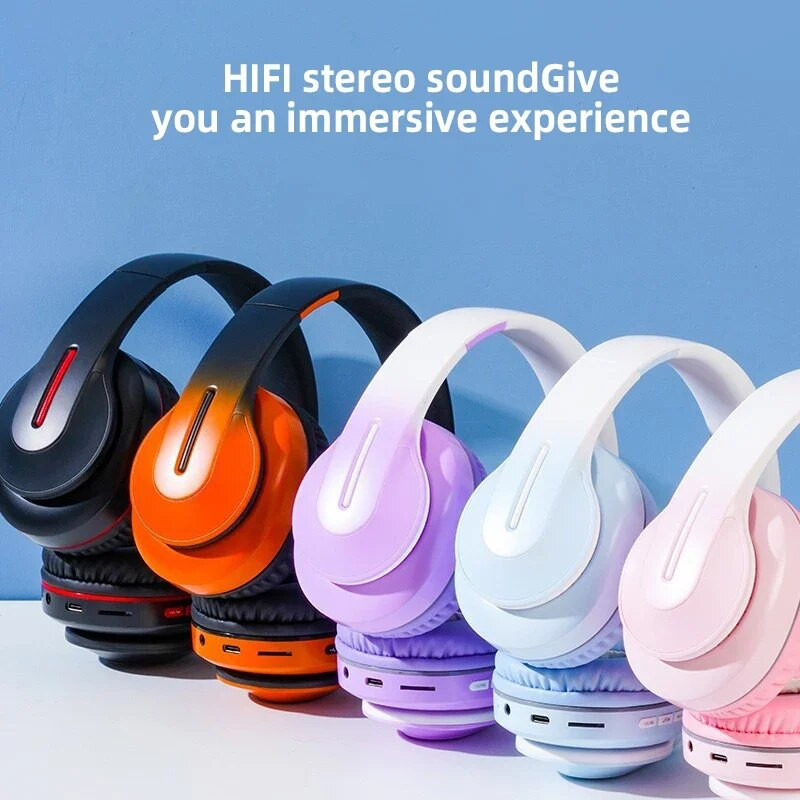 Căști Gamer Muzică Căști Blutooth Surround Sound Căști fără fir Suportă TF Cu Micr Lumină colorată PC Laptop Recepție