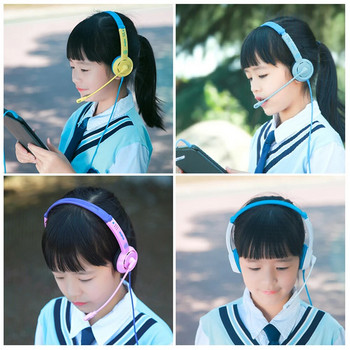 Сладки детски слушалки за игри 3,5 mm кабелни стерео слушалки Детски лаптоп компютър PC слушалки с микрофон за онлайн клас