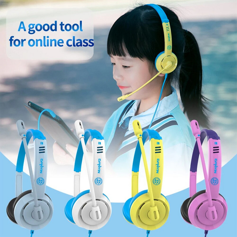 Jaukas bērnu spēļu austiņas 3,5 mm vadu stereo austiņas bērniem klēpjdatora datora austiņas ar mikrofonu tiešsaistes nodarbībām