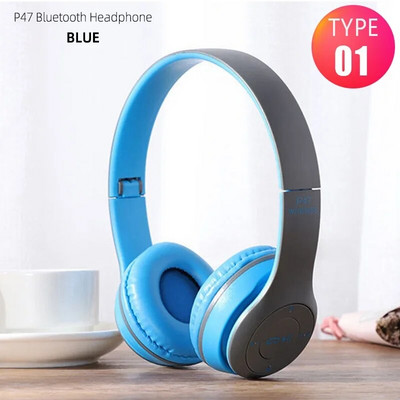 P47 belaidės ausinės sulankstomos žemųjų dažnių HiFi stereo ausinės, ilgesnis grojimo laikas, USB įkrovimas išmaniajam telefonui, nešiojamam kompiuteriui