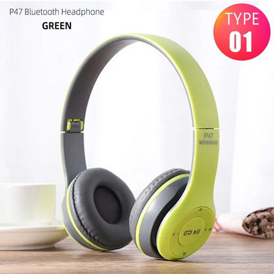 P47 belaidės ausinės sulankstomos žemųjų dažnių HiFi stereo ausinės, ilgesnis grojimo laikas, USB įkrovimas išmaniajam telefonui, nešiojamam kompiuteriui