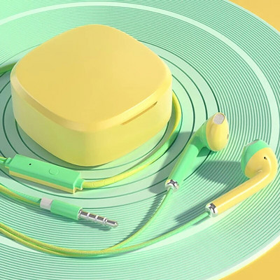 3,5 mm / C tipo į ausis įdedamos laidinės ausinės Sportinės ausinės žemų dažnių stereo muzikos ausinės su mikrofonu, skirtos mobiliajam telefonui, nešiojamam kompiuteriui