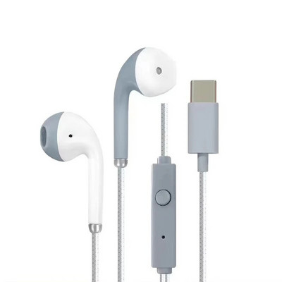 3,5 mm / C tipo į ausis įdedamos laidinės ausinės Sportinės ausinės žemų dažnių stereo muzikos ausinės su mikrofonu, skirtos mobiliajam telefonui, nešiojamam kompiuteriui