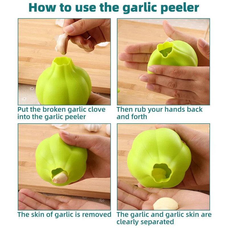 Silikona pīlinga spiede ķiploku pīlinga rīks Manuāls ķiploku mizotājs Mājsaimniecības daudzfunkcionāls apaļš ķiploku presēšanas piederums