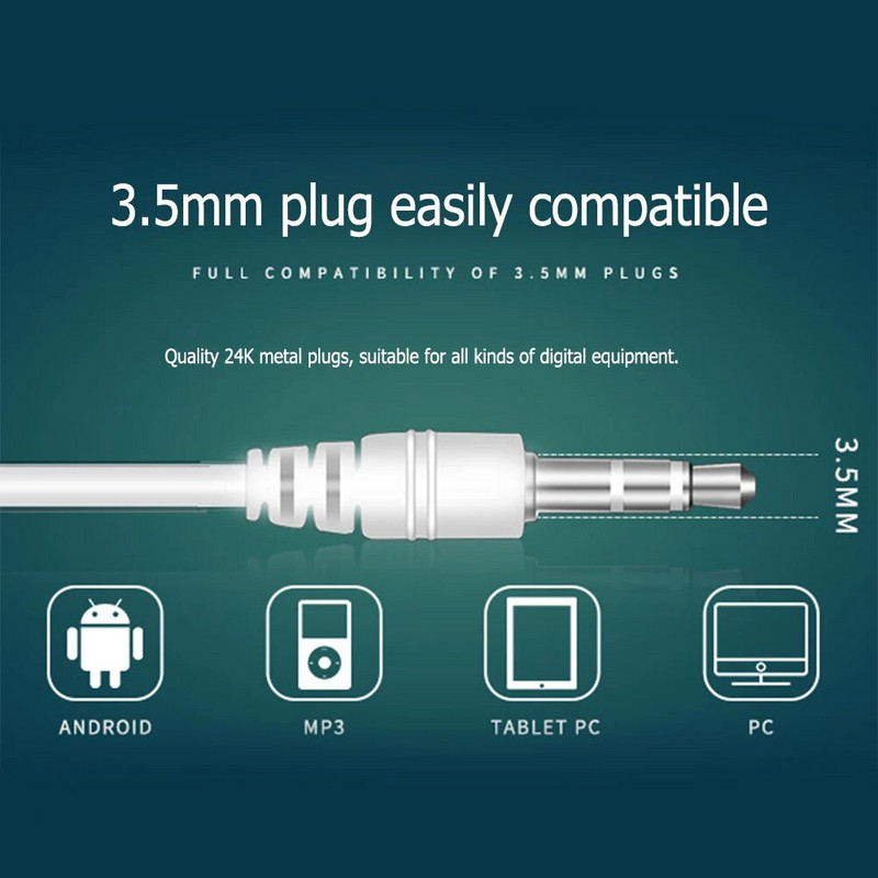 3,5 mm stereo austiņas, universālas ausīs, vadu austiņas