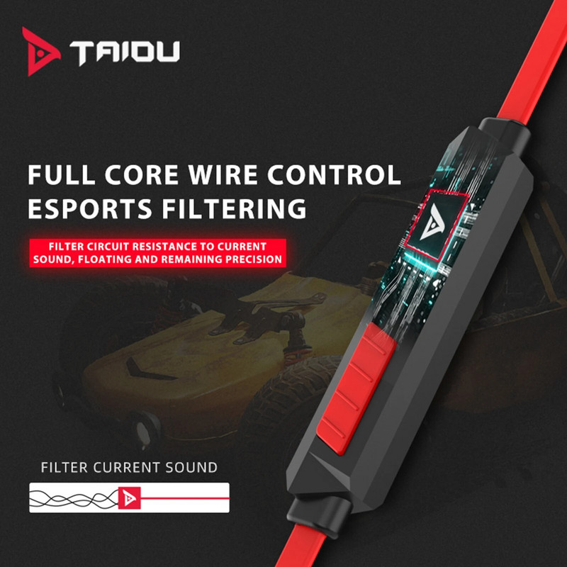 TAIOU TG10 spēļu austiņas 3,5 mm/USB vadu austiņas tālruņa klēpjdatoram ar trokšņu slāpēšanas mikrofonu, 10 mm dinamiskās draivera austiņas