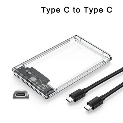 USB C/3.0/3.1 į SATA III kietojo disko dėklas 2,5 colio išorinio kietojo disko korpusas Didelės spartos 5 Gbps HDD SSD korpusas 5 TB palaikymas UASP