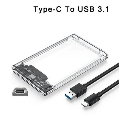 USB C/3.0/3.1 į SATA III kietojo disko dėklas 2,5 colio išorinio kietojo disko korpusas Didelės spartos 5 Gbps HDD SSD korpusas 5 TB palaikymas UASP