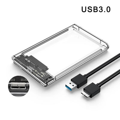 USB C/3.0/3.1 į SATA III kietojo disko dėklas 2,5 colio išorinio kietojo disko korpusas Didelės spartos 5 Gbps HDD SSD korpusas 5 TB palaikymas UASP