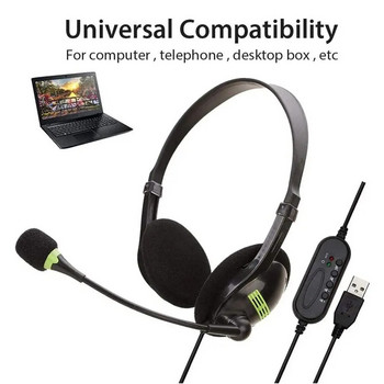 3,5 мм шумопотискащи жични слушалки с микрофон Универсални USB слушалки с микрофон за компютър / лаптоп / компютърни слушалки