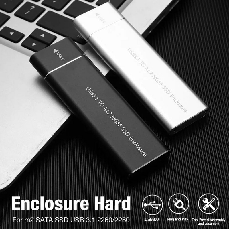 USB 3.1 Type-C līdz M.2 NGFF SSD korpuss cietā diska diska kaste 6Gbps ārējais korpusa korpuss m2 SATA SSD USB 3.1 2260/2280
