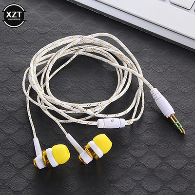Модни 1бр кабелни слушалки, стерео слушалки за поставяне в ухото, 3,5 мм найлонов кабел, слушалки, слушалки за лаптоп, смартфон, подаръци, слушалки