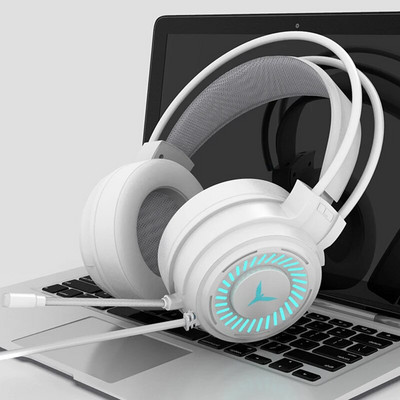Слушалки за игри Съраунд звук Стерео кабелни слушалки USB микрофон Цветна светлина PC Лаптоп Игра Слушалки