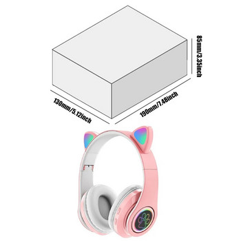 Безжични слушалки Cute Cat Ear Сгъваеми Bluetooth-съвместими слушалки за игри LED светлина Ниска латентност за смартфон/падложка/лаптоп