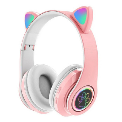Mielos Cat Ear belaidės ausinės sulankstomos su „Bluetooth“ suderinamos žaidimų ausinės LED lemputė, maža delsa, skirta išmaniajam telefonui / planšetiniam kompiuteriui / nešiojamam kompiuteriui
