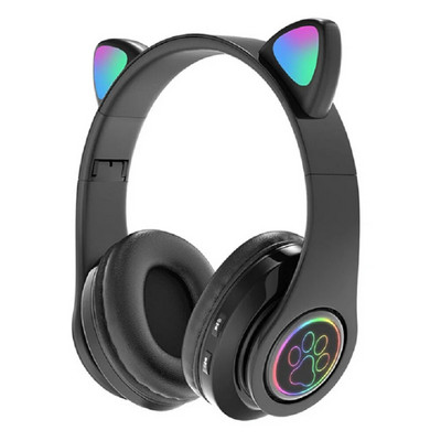 Mielos Cat Ear belaidės ausinės sulankstomos su „Bluetooth“ suderinamos žaidimų ausinės LED lemputė, maža delsa, skirta išmaniajam telefonui / planšetiniam kompiuteriui / nešiojamam kompiuteriui