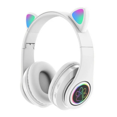 Mielos Cat Ear belaidės ausinės sulankstomos su „Bluetooth“ suderinamos žaidimų ausinės LED lemputė, maža delsa, skirta išmaniajam telefonui / planšetiniam kompiuteriui / nešiojamam kompiuteriui