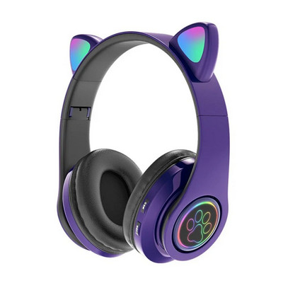 Mielos Cat Ear belaidės ausinės sulankstomos su „Bluetooth“ suderinamos žaidimų ausinės LED lemputė, maža delsa, skirta išmaniajam telefonui / planšetiniam kompiuteriui / nešiojamam kompiuteriui