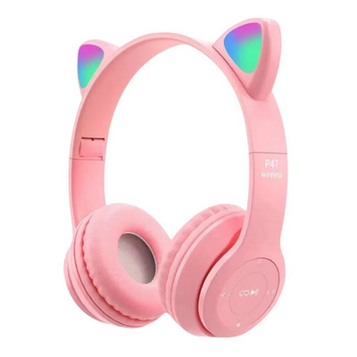 Mielos Cat Ear belaidės ausinės sulankstomos su „Bluetooth“ suderinamos žaidimų ausinės LED lemputė, maža delsa, skirta išmaniajam telefonui / planšetiniam kompiuteriui / nešiojamam kompiuteriui