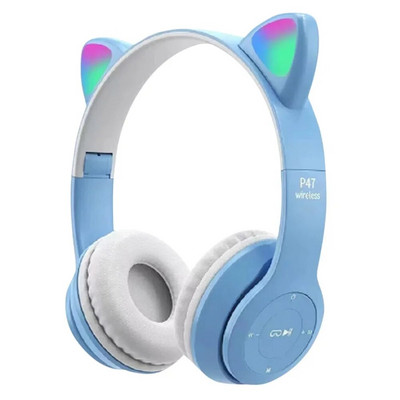 Mielos Cat Ear belaidės ausinės sulankstomos su „Bluetooth“ suderinamos žaidimų ausinės LED lemputė, maža delsa, skirta išmaniajam telefonui / planšetiniam kompiuteriui / nešiojamam kompiuteriui