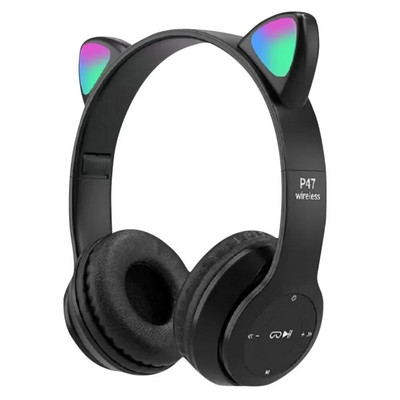 Mielos Cat Ear belaidės ausinės sulankstomos su „Bluetooth“ suderinamos žaidimų ausinės LED lemputė, maža delsa, skirta išmaniajam telefonui / planšetiniam kompiuteriui / nešiojamam kompiuteriui