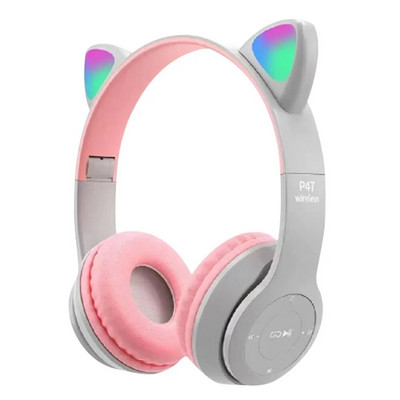 Mielos Cat Ear belaidės ausinės sulankstomos su „Bluetooth“ suderinamos žaidimų ausinės LED lemputė, maža delsa, skirta išmaniajam telefonui / planšetiniam kompiuteriui / nešiojamam kompiuteriui