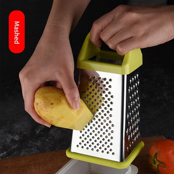 4-странни остриета от неръждаема стомана Домакинска кутия Ренде Контейнер Ръчен Резач за сирене Многофункционален нож за зеленчуци Кухненски инструменти