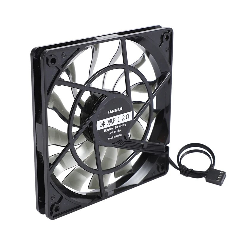 Plonas 12 mm storio 120 x 120 x 12 mm 12 V stalinio kompiuterio pagrindinis tylus ventiliatorius su 12 cm greičio važiuoklės aušinimo ventiliatoriumi