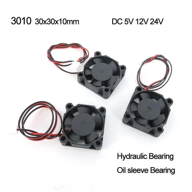 3 cm DC 5 V 12 V 24 V 3010 30 mm 30 * 30 * 10 mm aušinimo ventiliatorius 3D spausdintuvo ventiliatorius grafikos plokštė Ventiliatoriaus alyvos įvorė hidraulinis guolis 2 kontaktų laidas L1