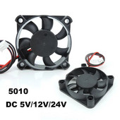 DC 5010 5V/12V/24V kompiuterio procesoriaus aušintuvas mini aušinimo ventiliatorius 50mm mažas ištraukiamasis ventiliatorius 3D spausdintuvui 2 kontaktų 50x50x10mm E1
