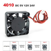DC 5V 12V 24V 4010 40x40x10MM aušinimo ventiliatorius žemo triukšmo be šepetėlių pūstuvo rutulinio guolio įvorės hidraulinis skysčio guolis 3D spausdintuvui