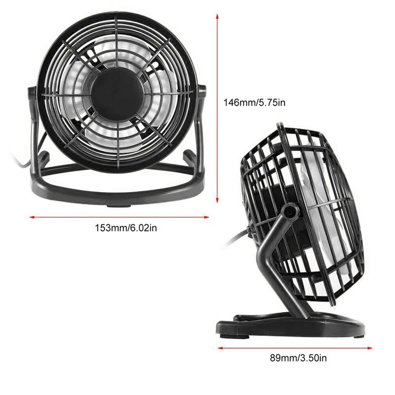 Mini Desk USB Fan Cooler Cooling Portable Black 4 Blades Fan Mute Cooler για φορητό υπολογιστή φορητού υπολογιστή DC 5V με καλώδιο USB