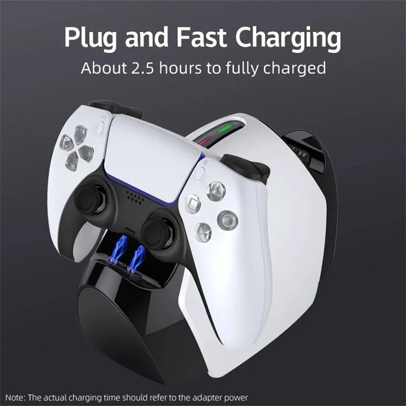 Kontrollera uzlādes stacija PlayStation 5 Dual Fast Charger LED indikatora uzlādes statīva dokstacija PS5 kontrolierim