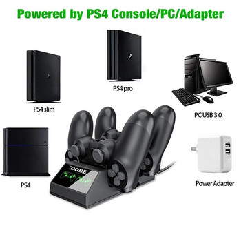 Зарядно устройство за PS4 контролер за Playstation 4 Зарядна станция с 2 микро USB ключове за зареждане Двойна докинг станция за зареждане за PS4 Slim Pro